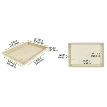 PacknWood 210 Heavy Duty Wooden Tray - Noah15 Heavy Duty Wooden Tray - Biodegradable Serving Wood Table Trays - Long Wood Tray for Snacks - 17” x 13” x 1.5” - 10 pcs