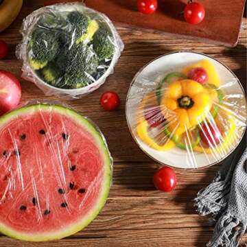 200PCS Reusable Plastic Bowl Covers for Outdoor & Kitchen