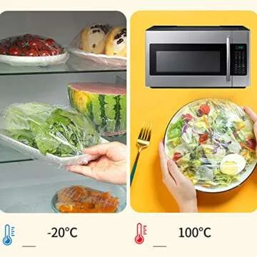 200PCS Reusable Plastic Bowl Covers for Outdoor & Kitchen