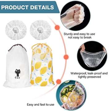 200PCS Reusable Plastic Bowl Covers for Outdoor & Kitchen