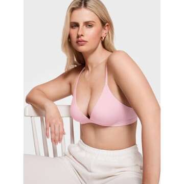 INLYRIC Women's Inbarely Triangle Bralette Plunge Unlined Seamless Bra No Underwire Sexy Comfortable...