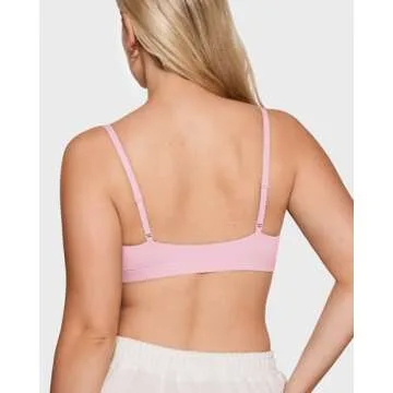 INLYRIC Women's Inbarely Triangle Bralette Plunge Unlined Seamless Bra No Underwire Sexy Comfortable Everyday Sweet Pink Small