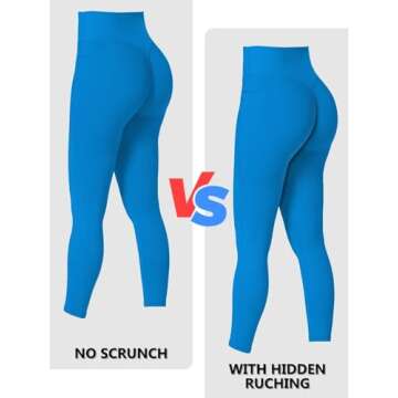 Sunzfly Hidden Butt Scrunch Workout Leggings with Pockets for Women, High Waisted Gym Yoga Pants with Tummy Control 25" Classic Blue X-Small