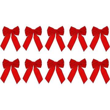 Celebrate A Holiday Red Velvet Christmas Wreath Bow, Set of 10 - Dimensions of 9" W X 13" L - Great for Christmas Garland, Large Gifts, and Parties - Indoor or Outdoor Christmas Decorations (2 Pack)