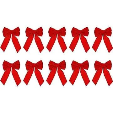 Celebrate A Holiday Red Velvet Christmas Wreath Bow, Set of 10 - Dimensions of 9" W X 13" L - Great for Christmas Garland, Large Gifts, and Parties - Indoor or Outdoor Christmas Decorations (2 Pack)