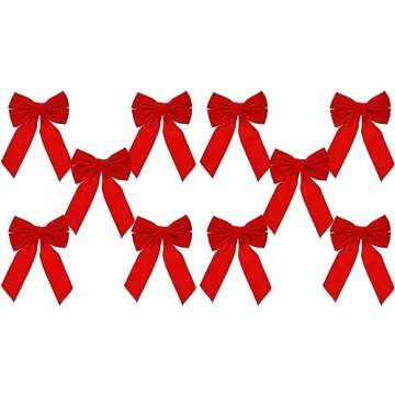 Celebrate A Holiday Red Velvet Christmas Wreath Bow, Set of 10 - Dimensions of 9" W X 13" L - Great for Christmas Garland, Large Gifts, and Parties - Indoor or Outdoor Christmas Decorations (2 Pack)
