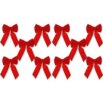Celebrate A Holiday Red Velvet Christmas Wreath Bow, Set of 10 - Dimensions of 9" W X 13" L - Great for Christmas Garland, Large Gifts, and Parties - Indoor or Outdoor Christmas Decorations (2 Pack)