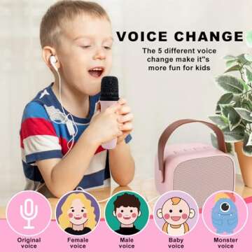 KidsFaves Mini Karaoke Machine for Kids Adults,with 2 Wireless Microphones & Light- Bluetooth Portable Speaker Birthday Gifts for Girls 3-12 Years Old Toddler Toys