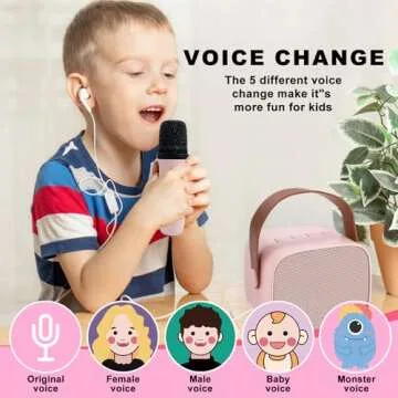 KidsFaves Mini Karaoke Machine for Kids Adults,with 2 Wireless Microphones & Light- Bluetooth Portable Speaker Birthday Gifts for Girls 3-12 Years Old Toddler Toys