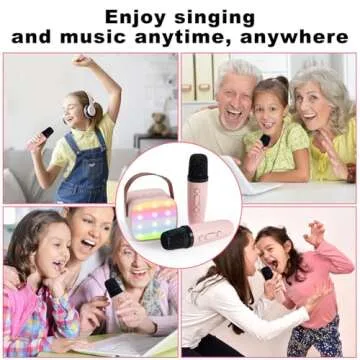 KidsFaves Mini Karaoke Machine for Kids Adults,with 2 Wireless Microphones & Light- Bluetooth Portable Speaker Birthday Gifts for Girls 3-12 Years Old Toddler Toys