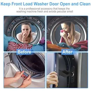 Front Load Washer Door Prop, Washing Machine Door Prop Open, Washer Door Prop, Washer Door Holder, Flexible Single Port Washer Door Stopper Keeps Dry for Most Washing Machines(black)