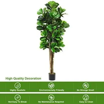Goplus Fake Fiddle Leaf Fig Tree, 6FT Tall Artificial Tree Greenery Plants in Pots, Decorative Faux Trees for Indoor Home Office