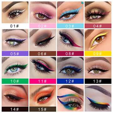 CHARMCODE 14 Colored Eyeliners - Liquid Color Eyeliner Highly Pigmented - White Eyeliner - Liquid Li...