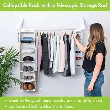 QuikCLOSET - The Original Foldable Collapsible Wall Mounted Clothes Drying Rack - Space Saving Close...