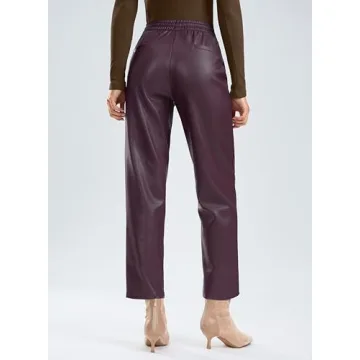 SANTINY Women's High Waisted Faux Leather Pants Online