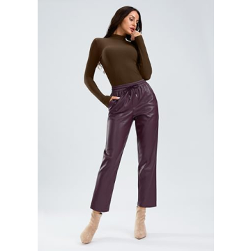 SANTINY Women's High Waisted Faux Leather Pants Online