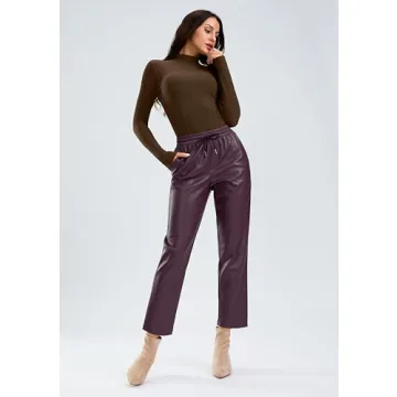 SANTINY Women's High Waisted Faux Leather Pants Online