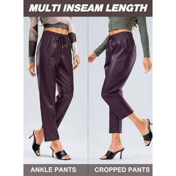 SANTINY Women's High Waisted Faux Leather Pants Online