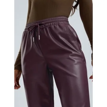 SANTINY Women's High Waisted Faux Leather Pants Online