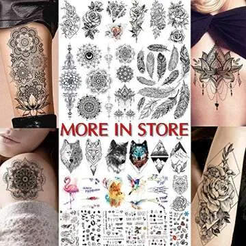 COKTAK 3D Realistic Black Rose Temporary Tattoos for Women