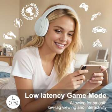 T-fun NC50 Hybrid Active Noise Cancelling Headphones Wireless Bluetooth 5.3, Foldable Over Ear Headphones, Custom EQ via App, 65 Hours Playtime, Low Latency Game Mode, Multipoint Connection