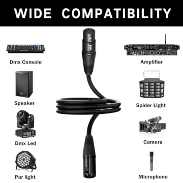 BAINESS 10ft Flexible DMX Cable - 3 Pin XLR for Stage Lighting, 2 Pack