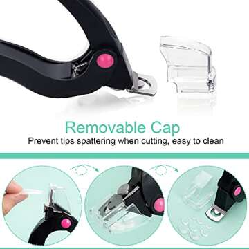 ANCIRS Black Acrylic Nail Clipper, Adjustable Stainless Steel Nail Trimmer, Artificial Fake Nail Tip Cutter for False Nail Art Manicure Project