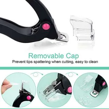 ANCIRS Black Acrylic Nail Clipper, Adjustable Stainless Steel Nail Trimmer, Artificial Fake Nail Tip Cutter for False Nail Art Manicure Project