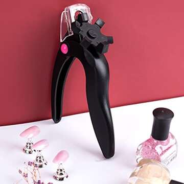 ANCIRS Black Acrylic Nail Clipper, Adjustable Stainless Steel Nail Trimmer, Artificial Fake Nail Tip Cutter for False Nail Art Manicure Project