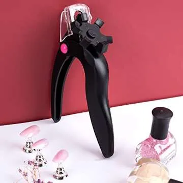 ANCIRS Black Acrylic Nail Clipper, Adjustable Stainless Steel Nail Trimmer, Artificial Fake Nail Tip Cutter for False Nail Art Manicure Project