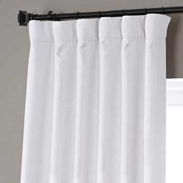 HPD HALF PRICE DRAPES Solid Thermal Insulated Blackout Curtains for Bedroom 96 Inches Long Curtain (1 Panel) Signature Blackout Linen Window Curtains for Living Room, 50W x 96L, Mission White