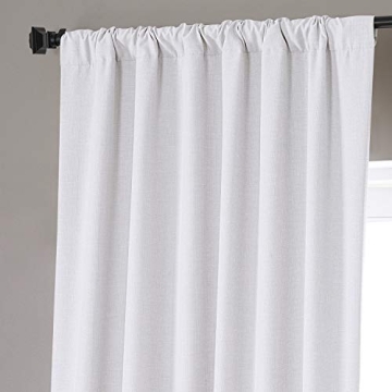 HPD HALF PRICE DRAPES Solid Thermal Insulated Blackout Curtains for Bedroom 96 Inches Long Curtain (1 Panel) Signature Blackout Linen Window Curtains for Living Room, 50W x 96L, Mission White