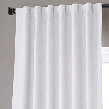 HPD HALF PRICE DRAPES Solid Thermal Insulated Blackout Curtains for Bedroom 96 Inches Long Curtain (1 Panel) Signature Blackout Linen Window Curtains for Living Room, 50W x 96L, Mission White