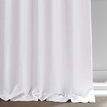 HPD HALF PRICE DRAPES Solid Thermal Insulated Blackout Curtains for Bedroom 96 Inches Long Curtain (1 Panel) Signature Blackout Linen Window Curtains for Living Room, 50W x 96L, Mission White