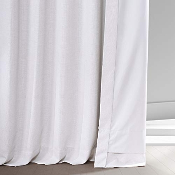HPD HALF PRICE DRAPES Solid Thermal Insulated Blackout Curtains for Bedroom 96 Inches Long Curtain (1 Panel) Signature Blackout Linen Window Curtains for Living Room, 50W x 96L, Mission White