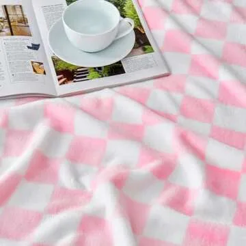 Edenleaf Soft Fleece Pink Checkered Blanket for All Seasons