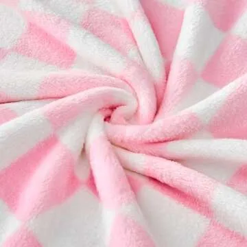 Edenleaf Soft Fleece Pink Checkered Blanket for All Seasons