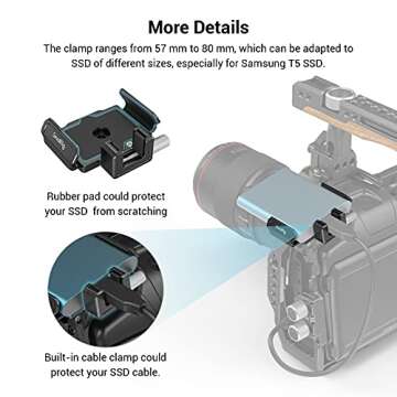SMALLRIG SSD Mount Bracket SSD Holder for Samsung T5/T7 SSD, SanDisk SSD, SanDisk SSD T5/T7, Compatible Cage for BMPCC 6K Pro - 3272