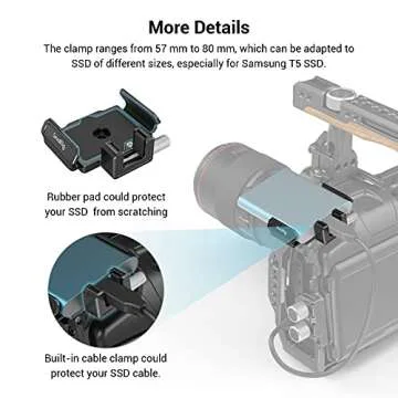 SMALLRIG SSD Mount Bracket SSD Holder for Samsung T5/T7 SSD, SanDisk SSD, SanDisk SSD T5/T7, Compatible Cage for BMPCC 6K Pro - 3272