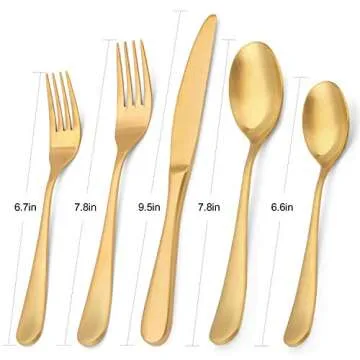 Matte Gold Silverware Set, Bysta 20-Piece Stainless Steel Flatware Set, Kitchen Utensil Set Service ...