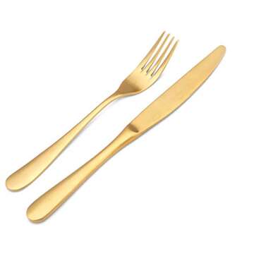 Matte Gold Silverware Set, Bysta 20-Piece Stainless Steel Flatware Set, Kitchen Utensil Set Service for 4, Tableware Cutlery Set for Home and Restaurant, Satin Finish, Dishwasher Safe