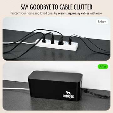 DMoose Cable Management Box - 2 Pack Medium & Large Cord Organizer for Desk & Floor, Cable Organizer...