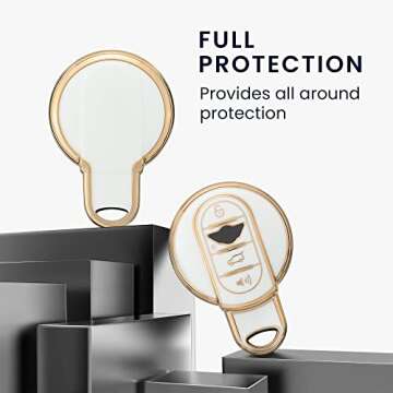 kwmobile Key Cover Compatible with Mini 3 Button Car Key Smart Key - Car Key Fob Case Protector - Wh...