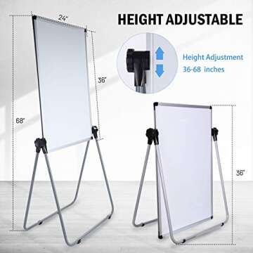 UIFER Stand White Board, Double Sided Magnetic Dry Erase Board Height Adjustable Whiteboard with Sturdy Aluminum Frame for Home Office Classroom, 36 x 24 Inch