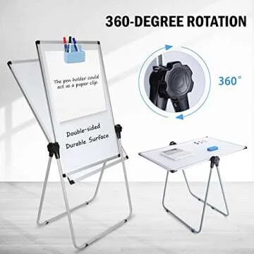 UIFER Stand White Board, Double Sided Magnetic Dry Erase Board Height Adjustable Whiteboard with Sturdy Aluminum Frame for Home Office Classroom, 36 x 24 Inch