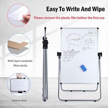 UIFER Stand White Board, Double Sided Magnetic Dry Erase Board Height Adjustable Whiteboard with Sturdy Aluminum Frame for Home Office Classroom, 36 x 24 Inch