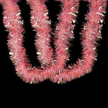 Pink Tinsel Garland for Festive Decor - 17 Feet