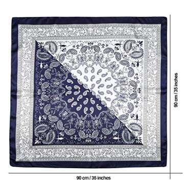 AWAYTR Satin Large Square Head Scarves - 4PCS Stylish Hair Wraps for Women