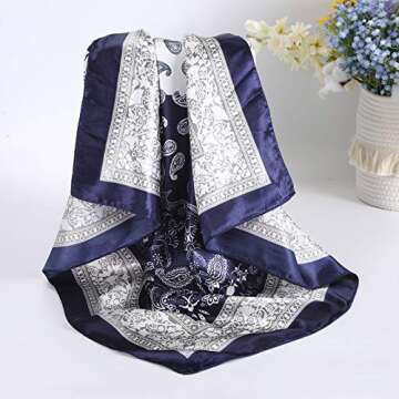 AWAYTR 4PCS Satin Large Square Scarves for Women