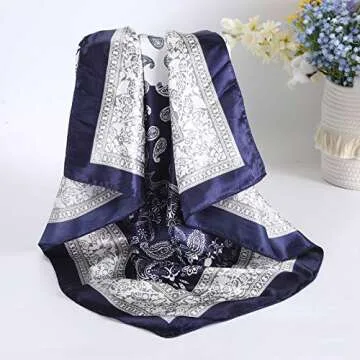AWAYTR 4PCS Satin Large Square Scarves for Women